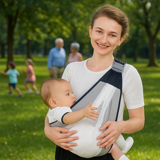 écharpe de portage bébé heureux