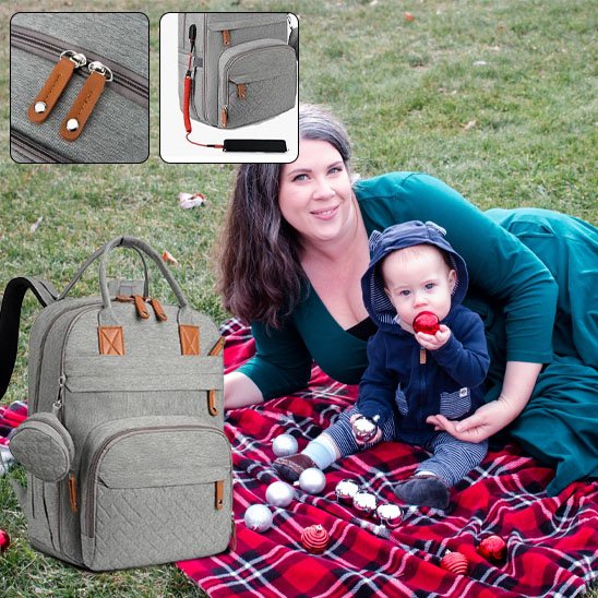 sac a langer multifonction gris USB