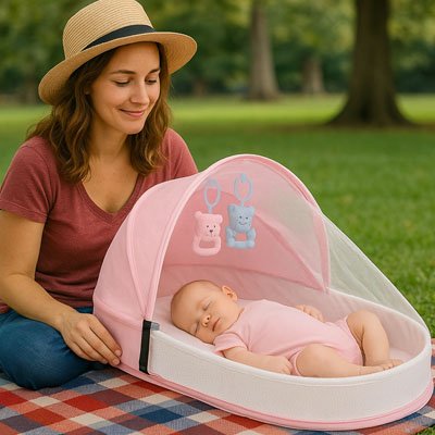 Lit bebe de voyage rose