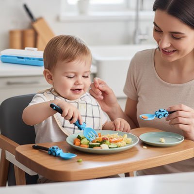 Couvert bébé en silicone | Autonomie - Paradis du bébé