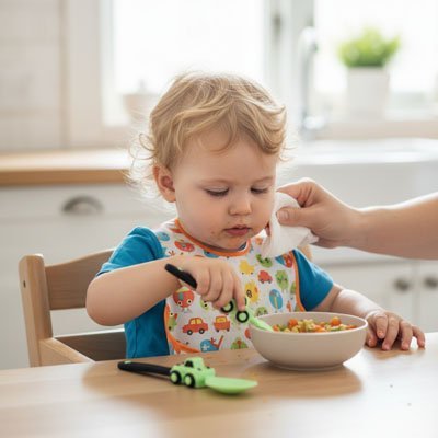 Couvert bébé en silicone | Autonomie - Paradis du bébé