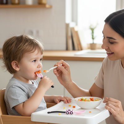 Couvert bébé en silicone | Autonomie - Paradis du bébé