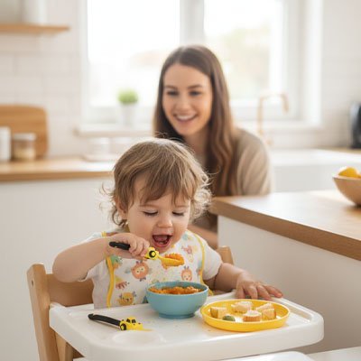 Couvert bébé en silicone | Autonomie - Paradis du bébé