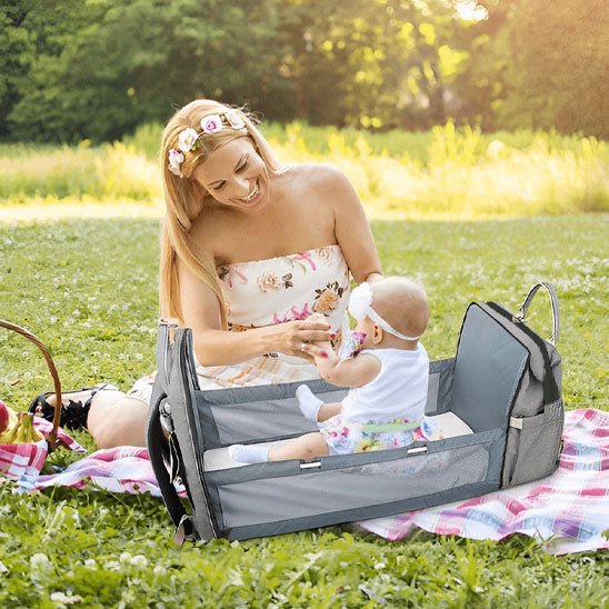 Lit voyage bébé BigBackpack rose multi 