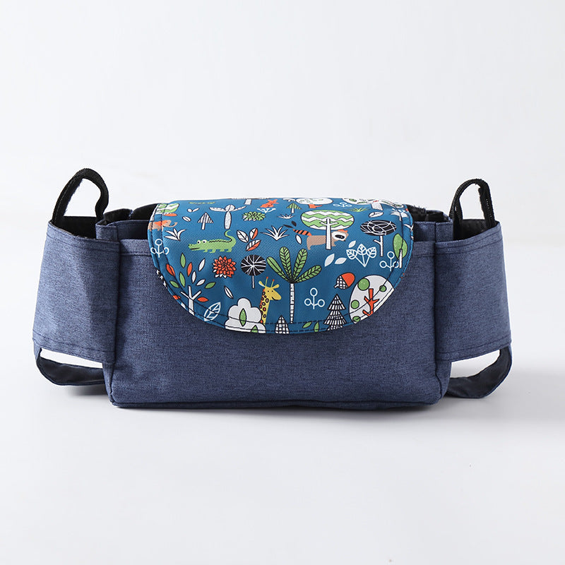 organisateur de poussette floral gris