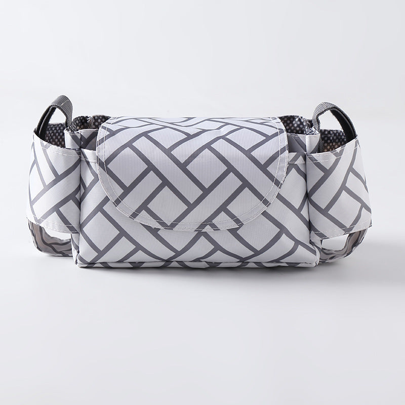 organisateur de poussette motif gris blanc