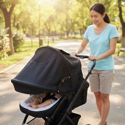 Parasol pour poussette UVProtect adapté