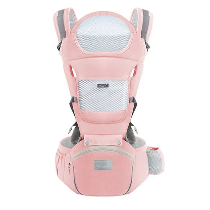 Porte bebe Multi positions gris et rose